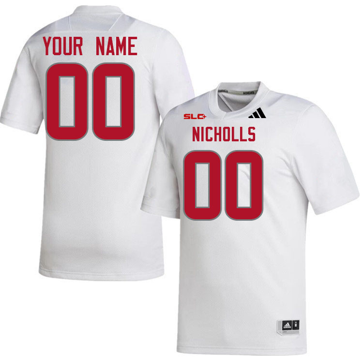 Custom Nicholls Colonels Name And Number Football Jerseys-White